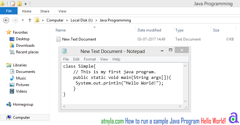 Sample Java Programming - Hello World ! | atnyla