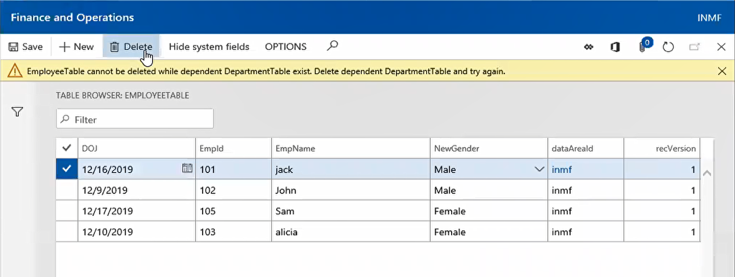 Restricted Delete Action in Table D365 F&O